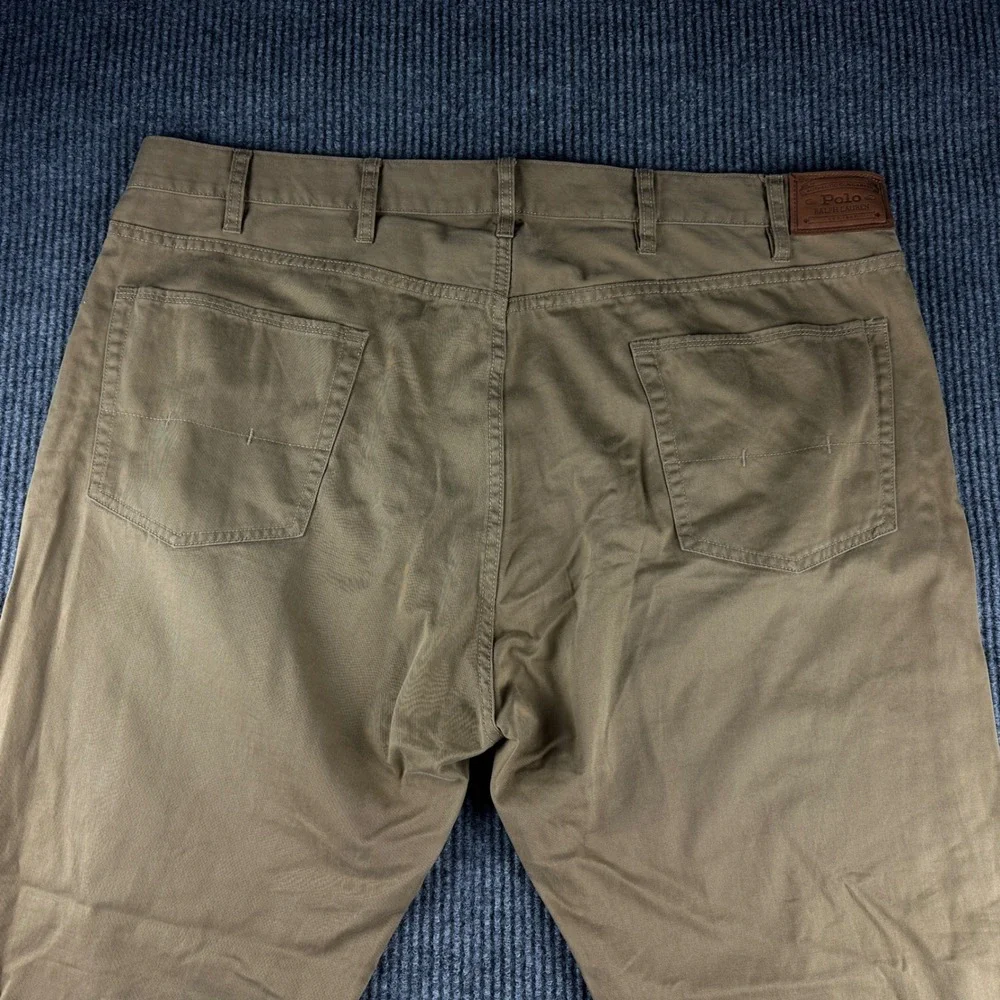 Polo Ralph Lauren Mens Big Tall Tan Khaki Cotton Twill Straight Leg Pants 44x30